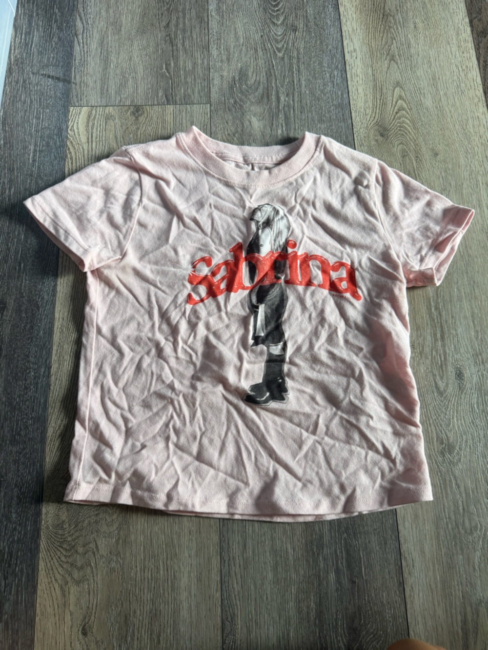 abercrombie kids Light Pink Short Sleeve Tee with Red Graphic
